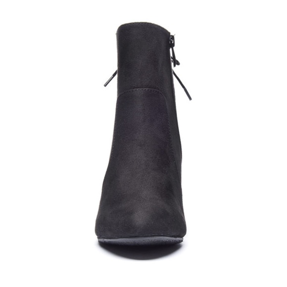 Black Crisscross Lace Back Wedge Booties - Picture 8 of 9